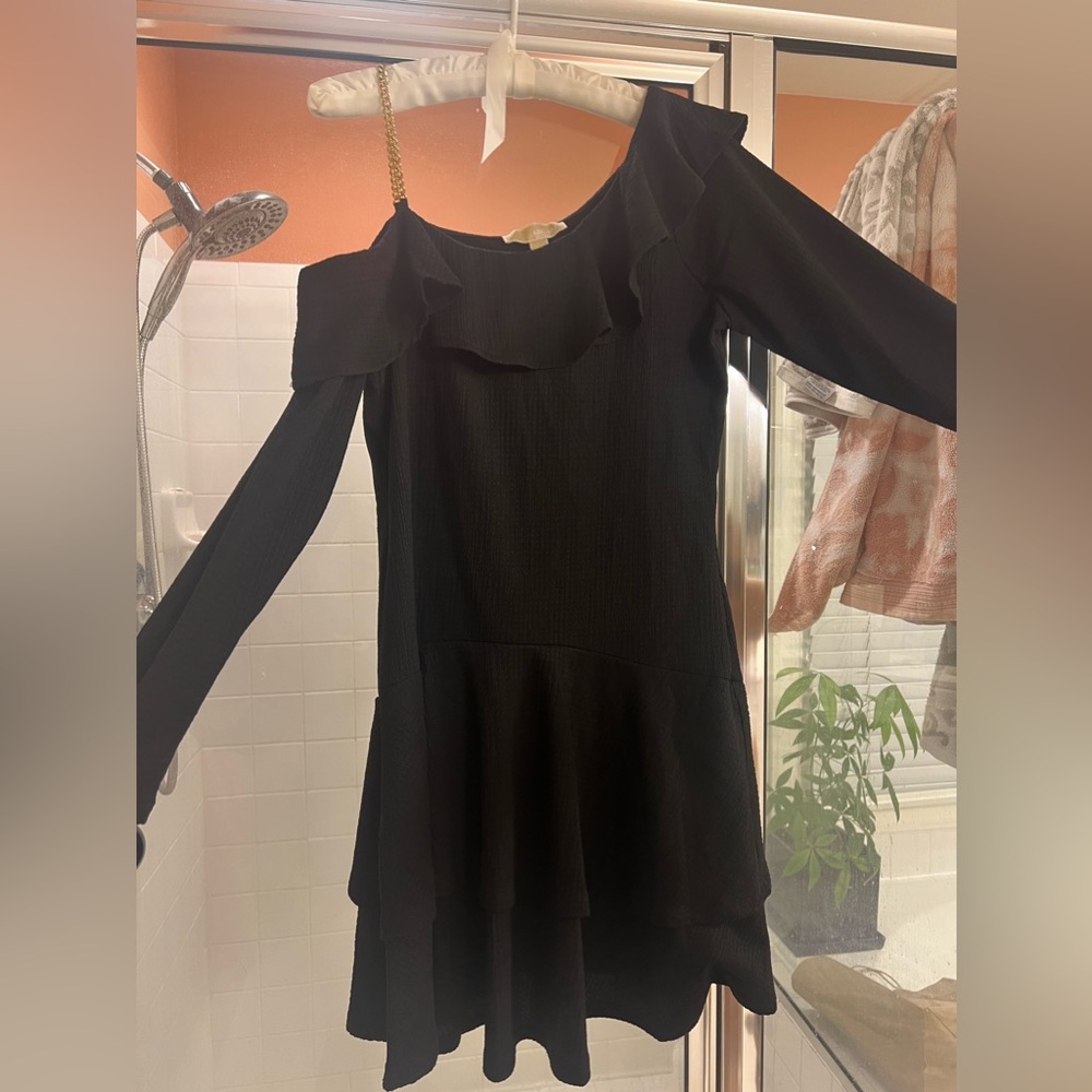Michael Kors cold shoulder gold chain dress